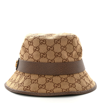 Gucci Monogram Textured Dollar Calfskin GG Jago Bucket Hat M Cacao Beige 3 of 10