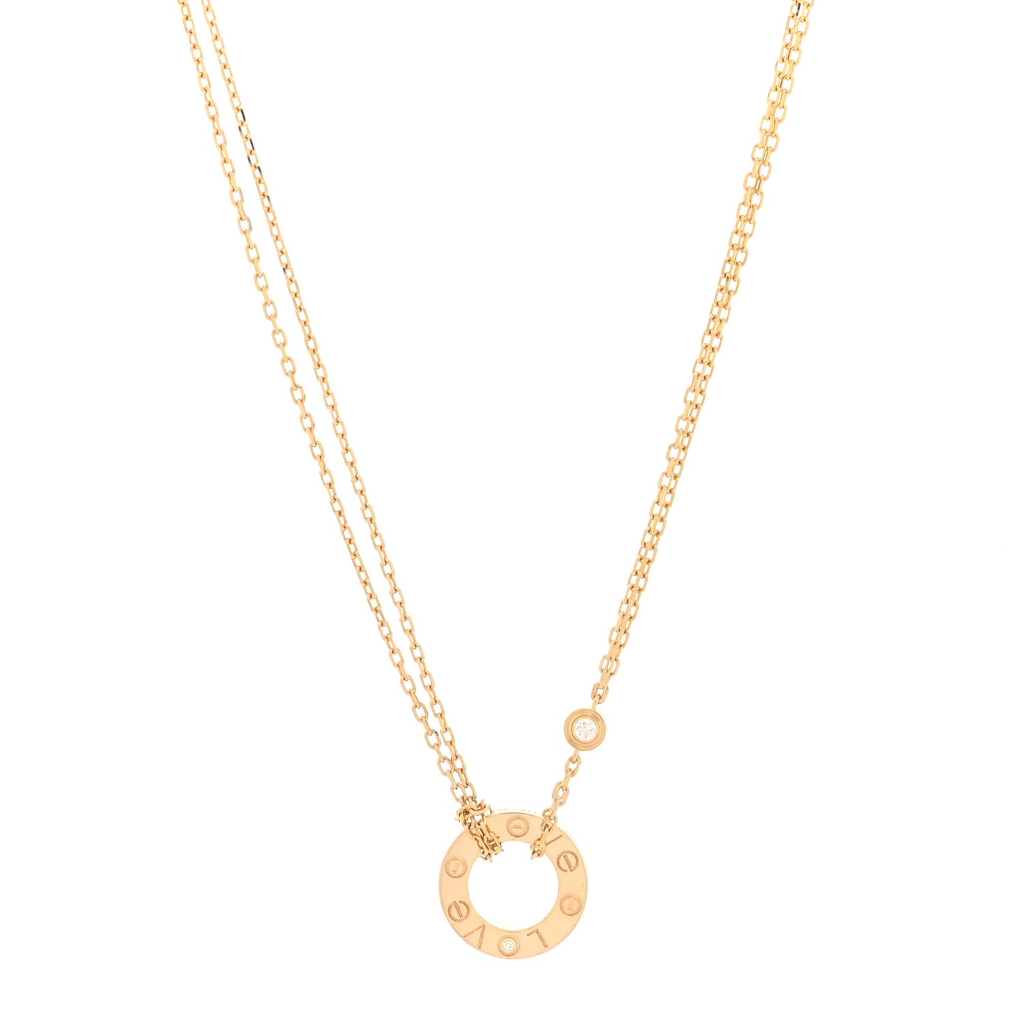 18K Yellow Gold 2 Diamond LOVE Necklace