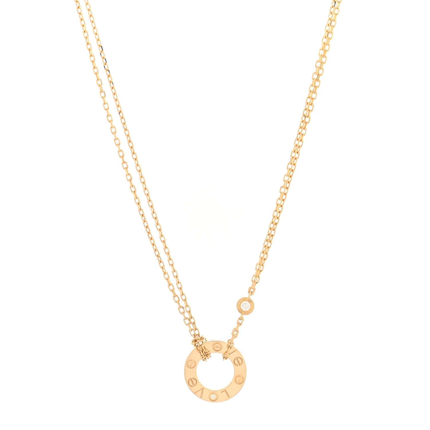Cartier 18K Yellow Gold 2 Diamond LOVE Necklace 1 of 4