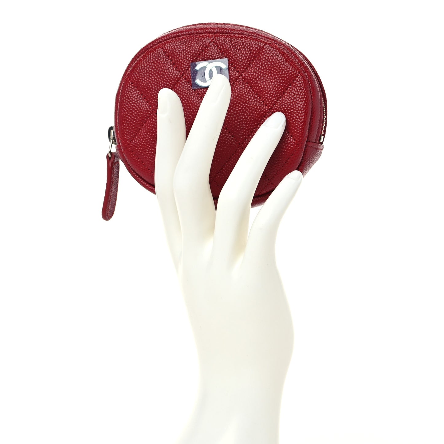 Caviar Quilted Zip Around Classic Coin Purse Red