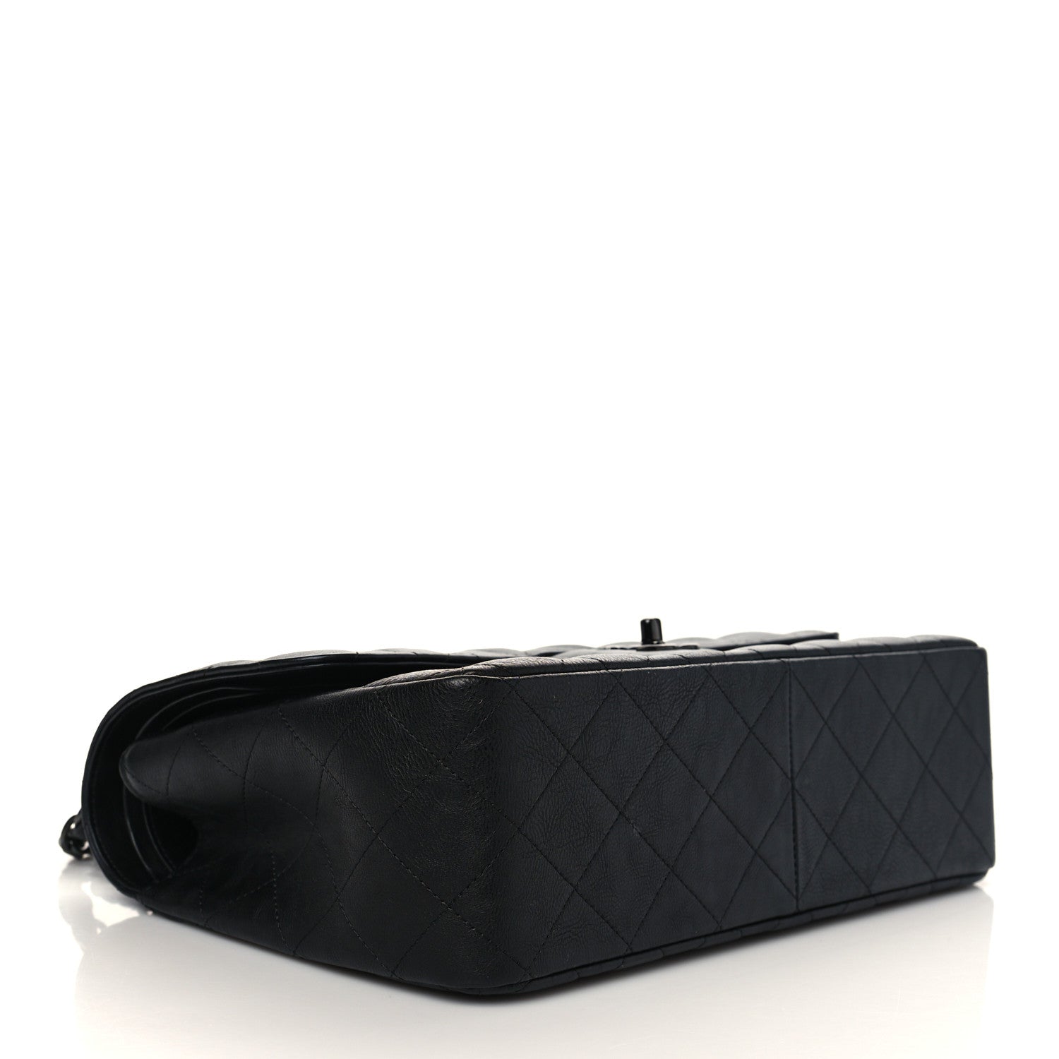 Chanel Crumpled Calfskin Quilted Jumbo Double Flap So Black 4 of 9