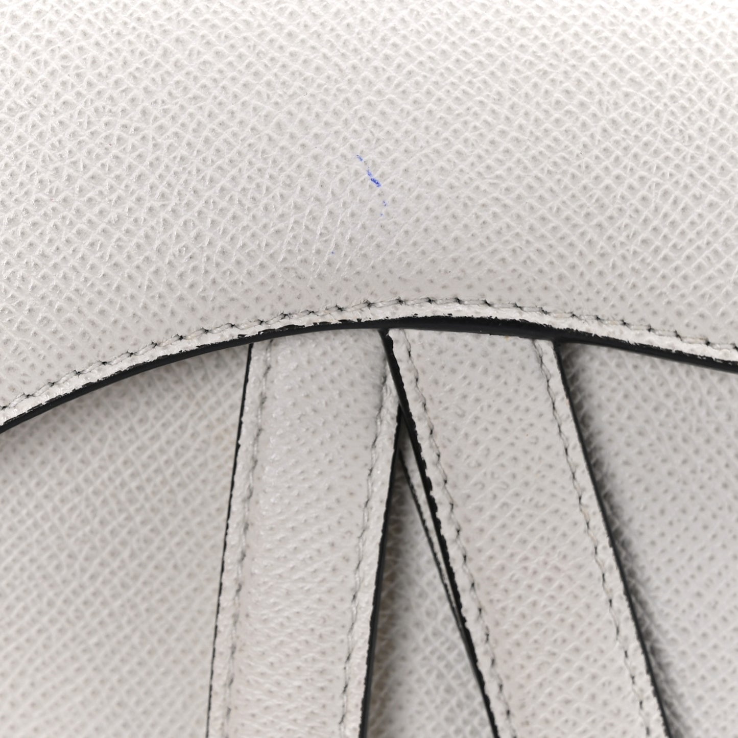 Grained Calfskin Mini Saddle Bag White