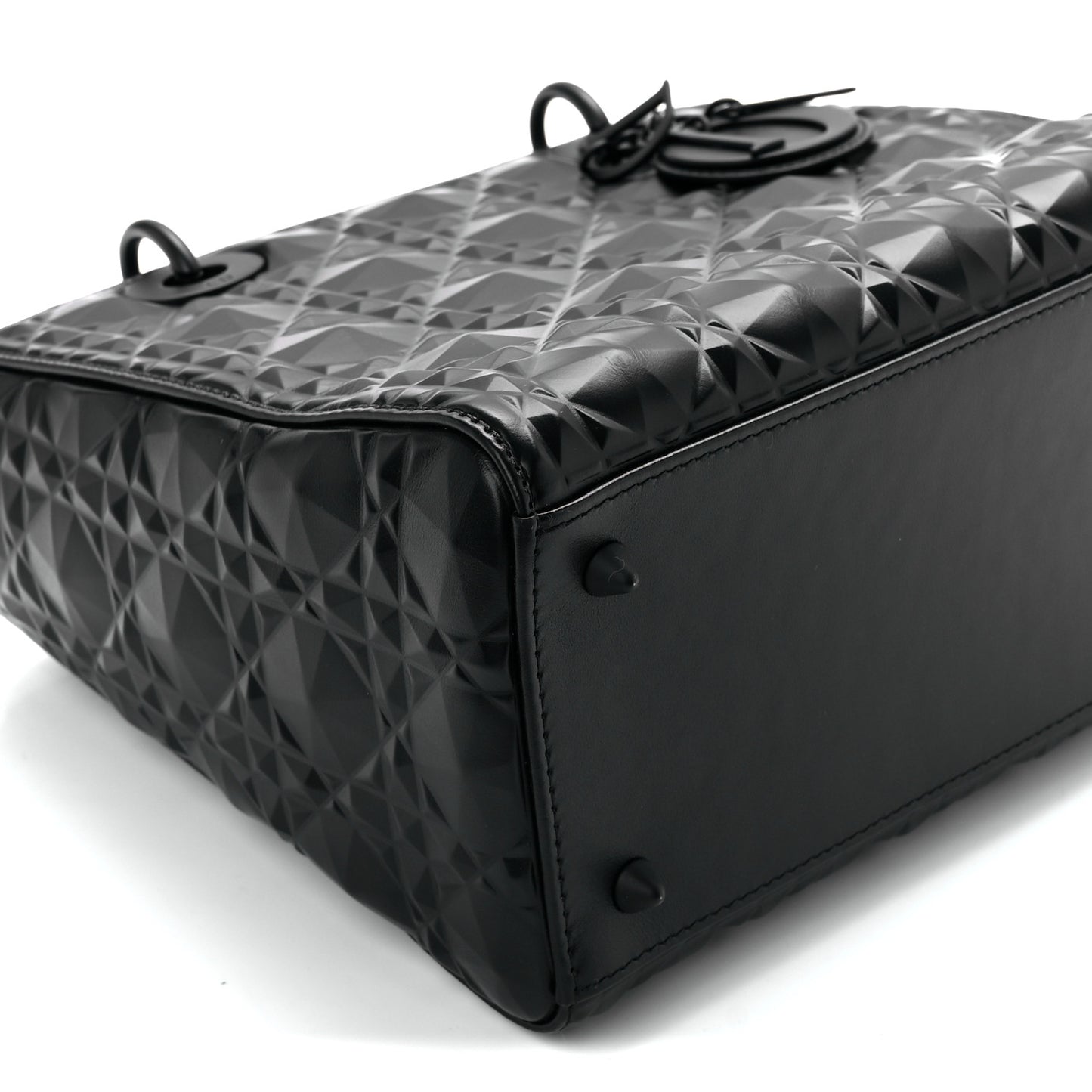 Calfskin Cannage Diamond Cannage Medium Lady Dior Black