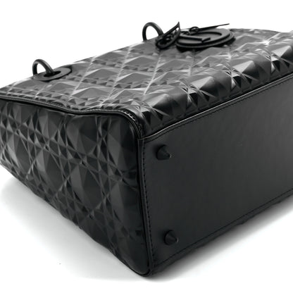 Christian Dior Calfskin Cannage Diamond Cannage Medium Lady Dior Black 10 of 11