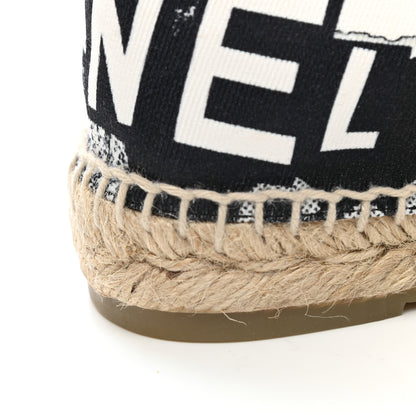 Chanel Fabric Grosgrain Printed Espadrilles 40 White Black 10 of 11