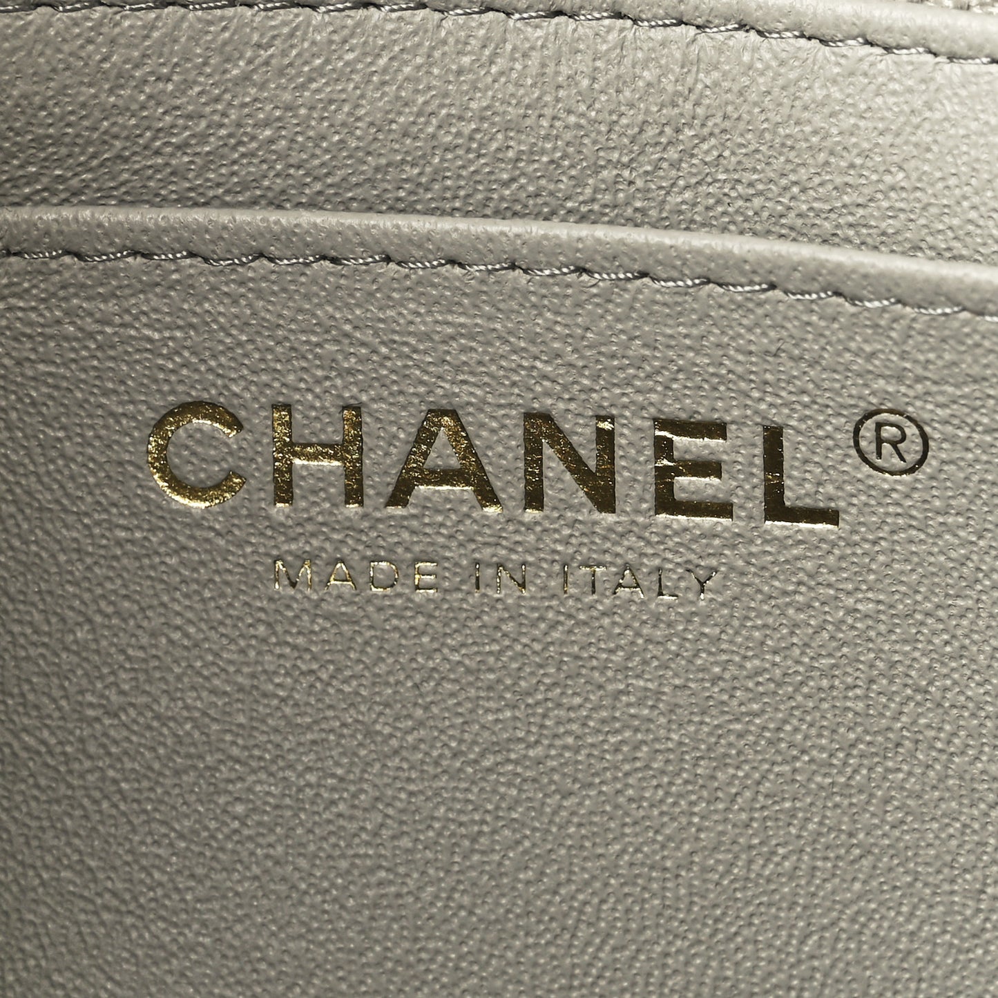 Lambskin Quilted Mini Square Flap Light Grey