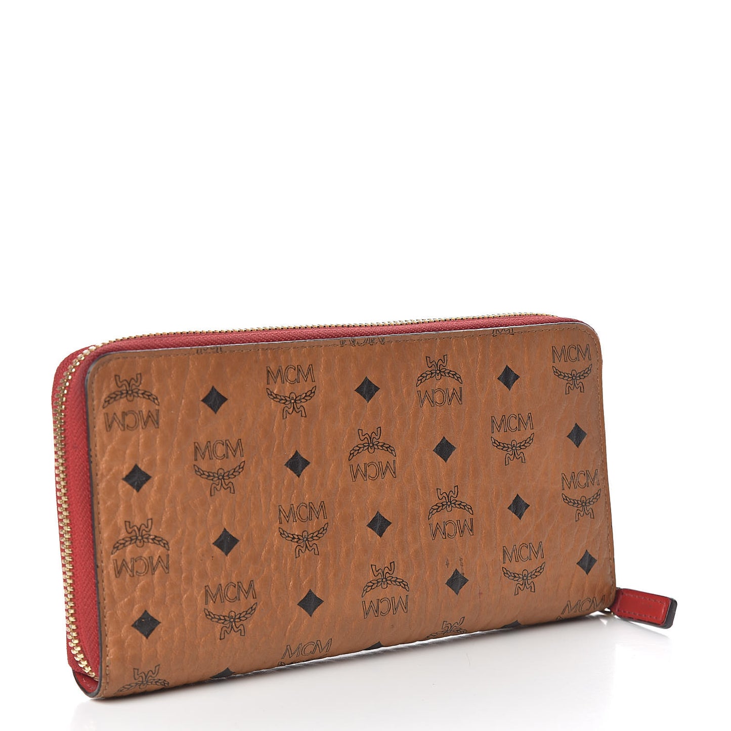 Visetos Large Zip Around Wallet Cognac Red