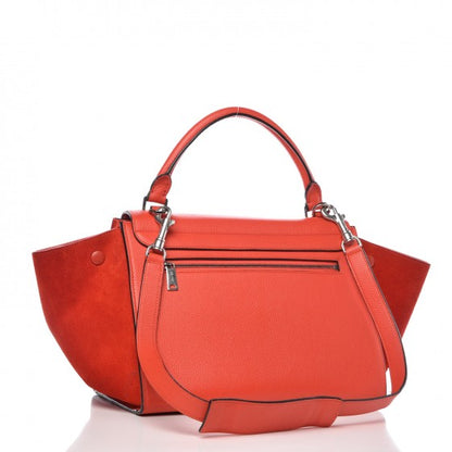 Celine Drummed Calfskin Suede Small Trapeze Vermillion 4 of 7