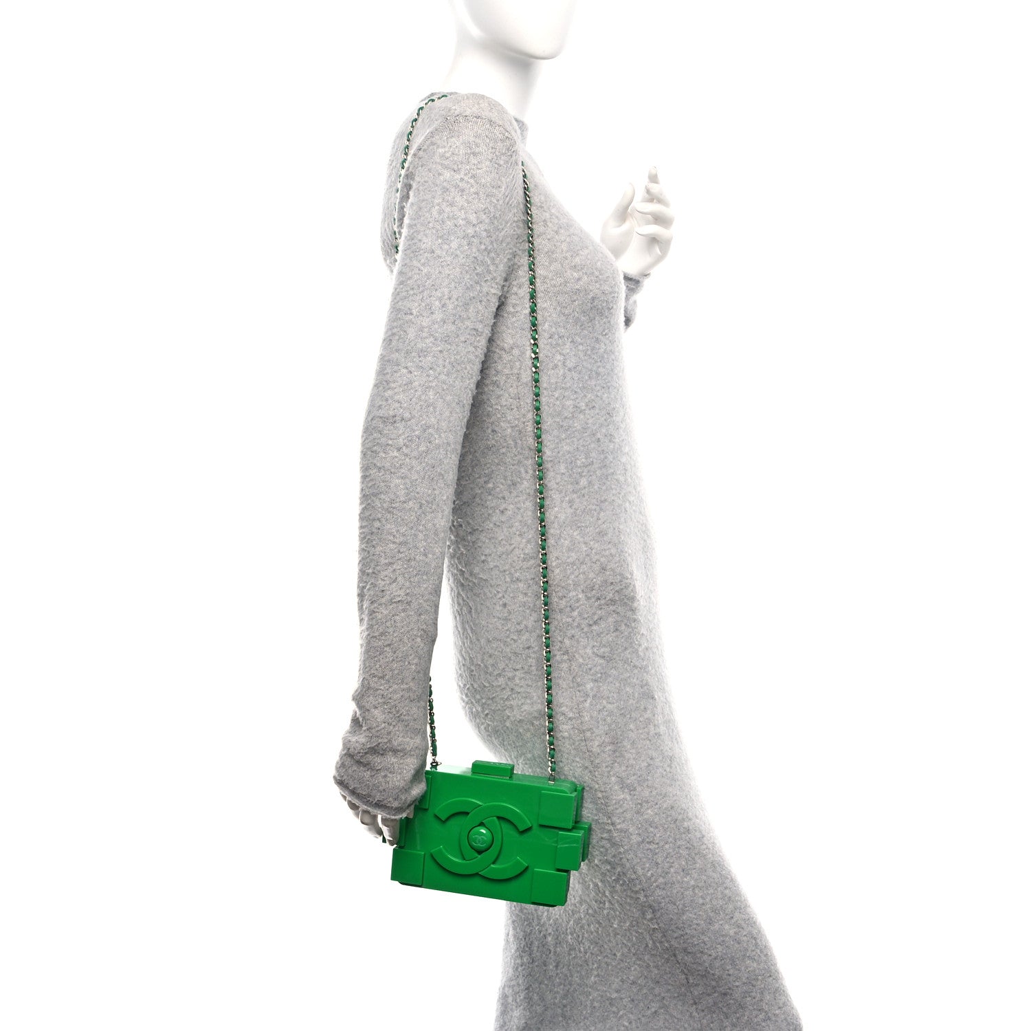 Chanel Plexiglass Boy Brick Lego Clutch Green 2 of 13