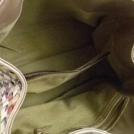 Woven Leather Satchel Multicolor