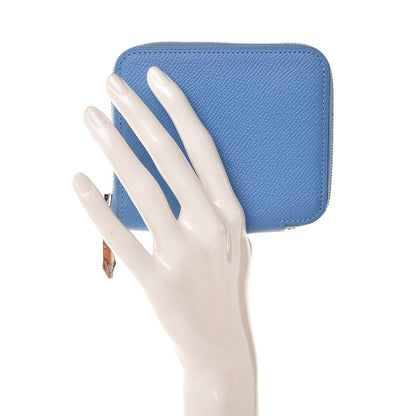 Hermes Epsom Silk'in Compact Wallet Bleu Paradis 2 of 8