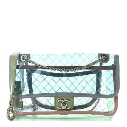 Chanel Lambskin PVC Quilted Medium Coco Splash Flap Blue Green 1 of 9