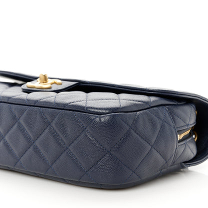 Chanel Caviar Quilted Medium Single Flap Navy 11 of 12