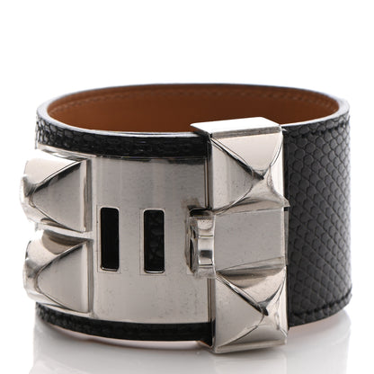 Hermes Lizard Collier De Chien CDC Bracelet T3 Black 6 of 10
