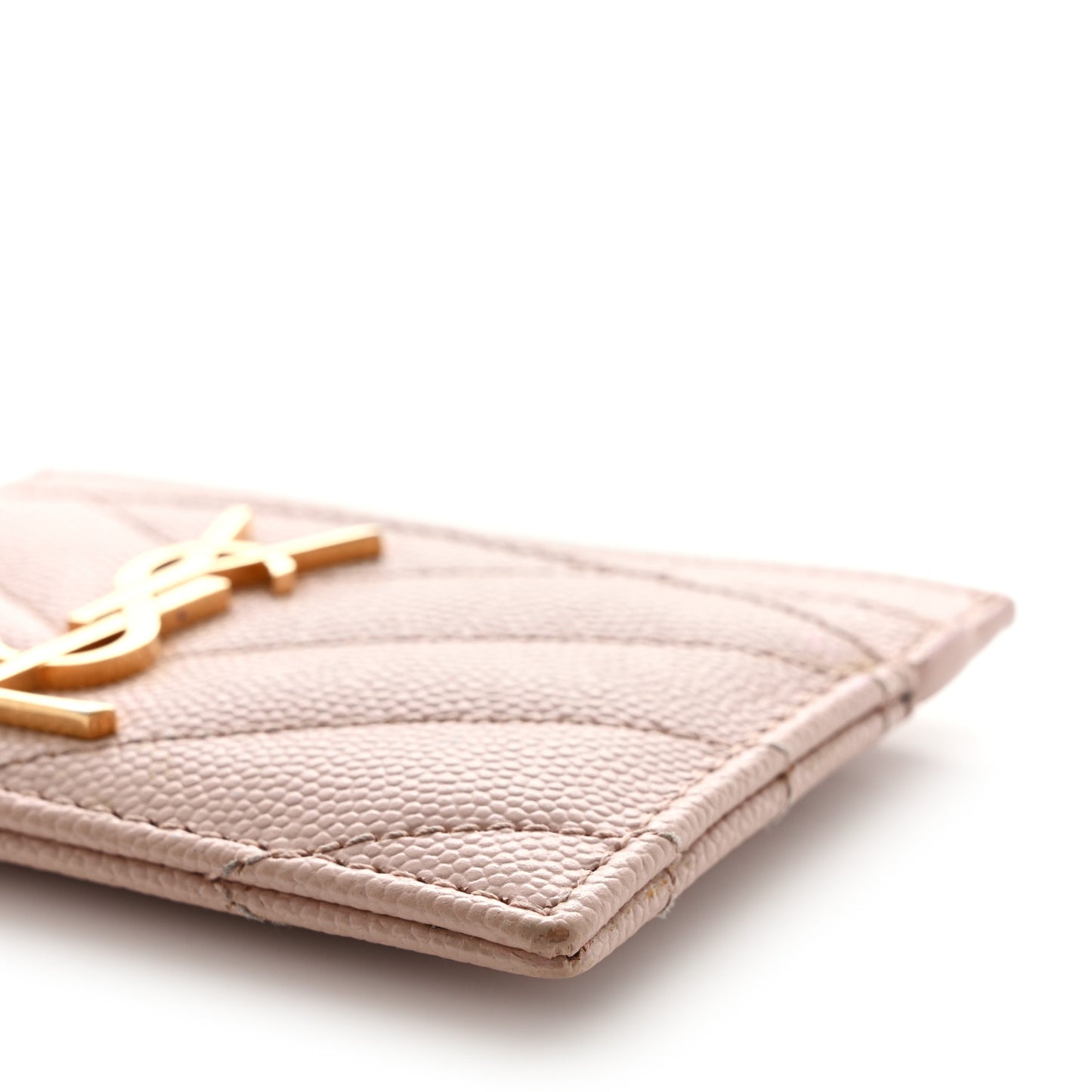 Grain De Poudre Matelasse Chevron Monogram Credit Card Case Pale Pink