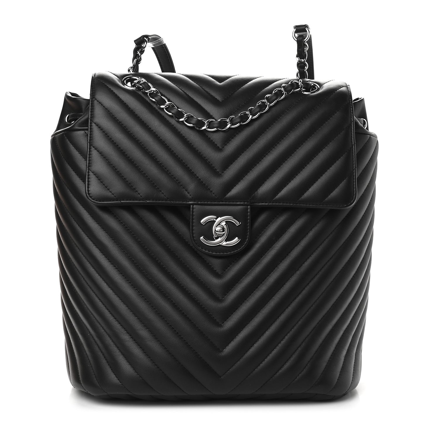 Calfskin Chevron Quilted Large Urban Spirit Backpack Black