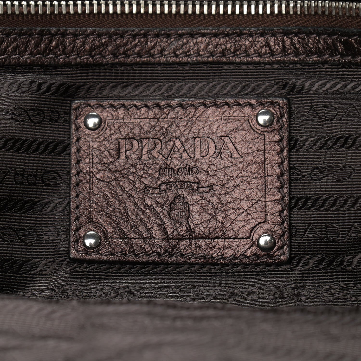 Prada Metallic Vitello Daino Hand Bag Piombo 6 of 22