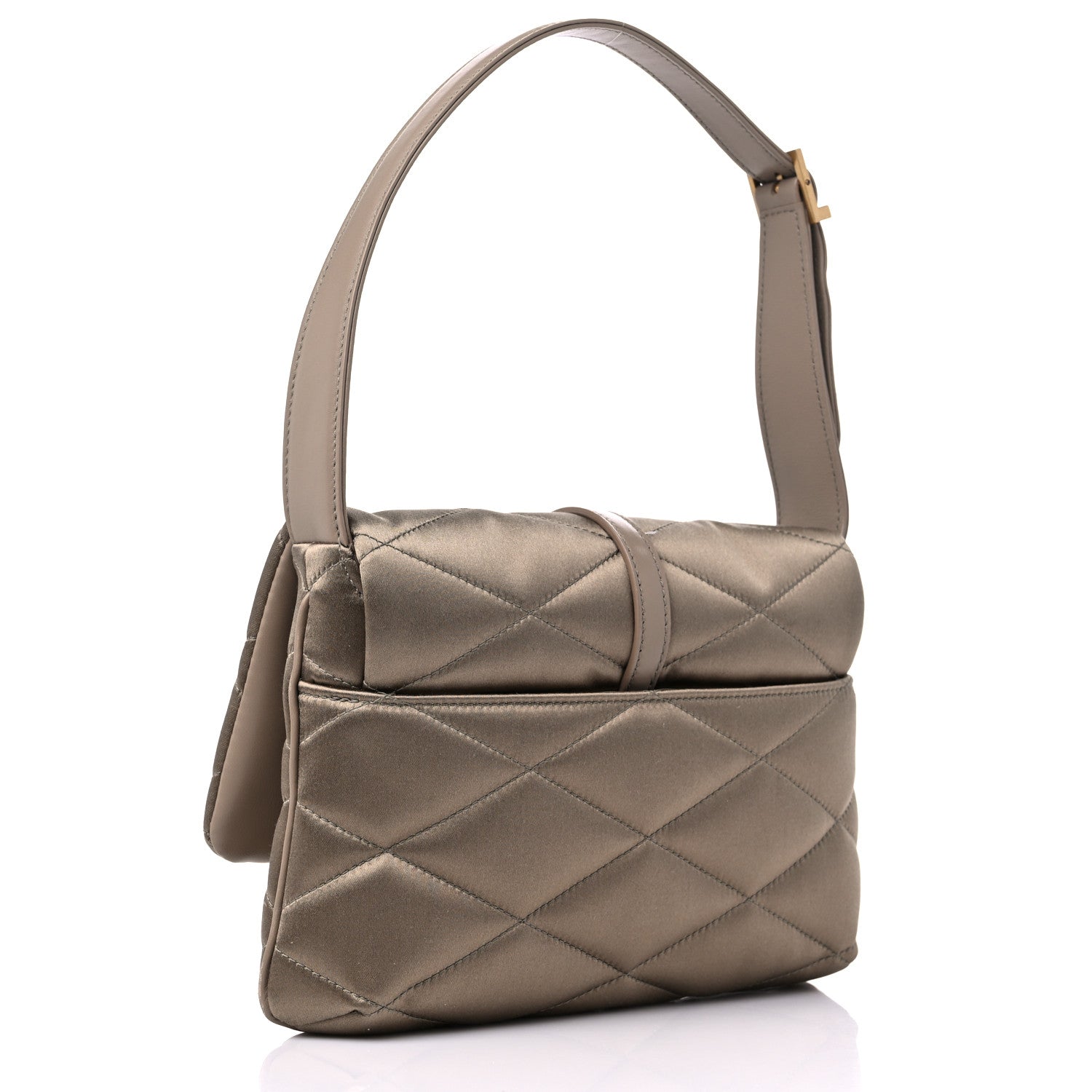 Saint Laurent Satin Quilted Le 57 Diamond Shoulder Bag Mouse 3 of 9
