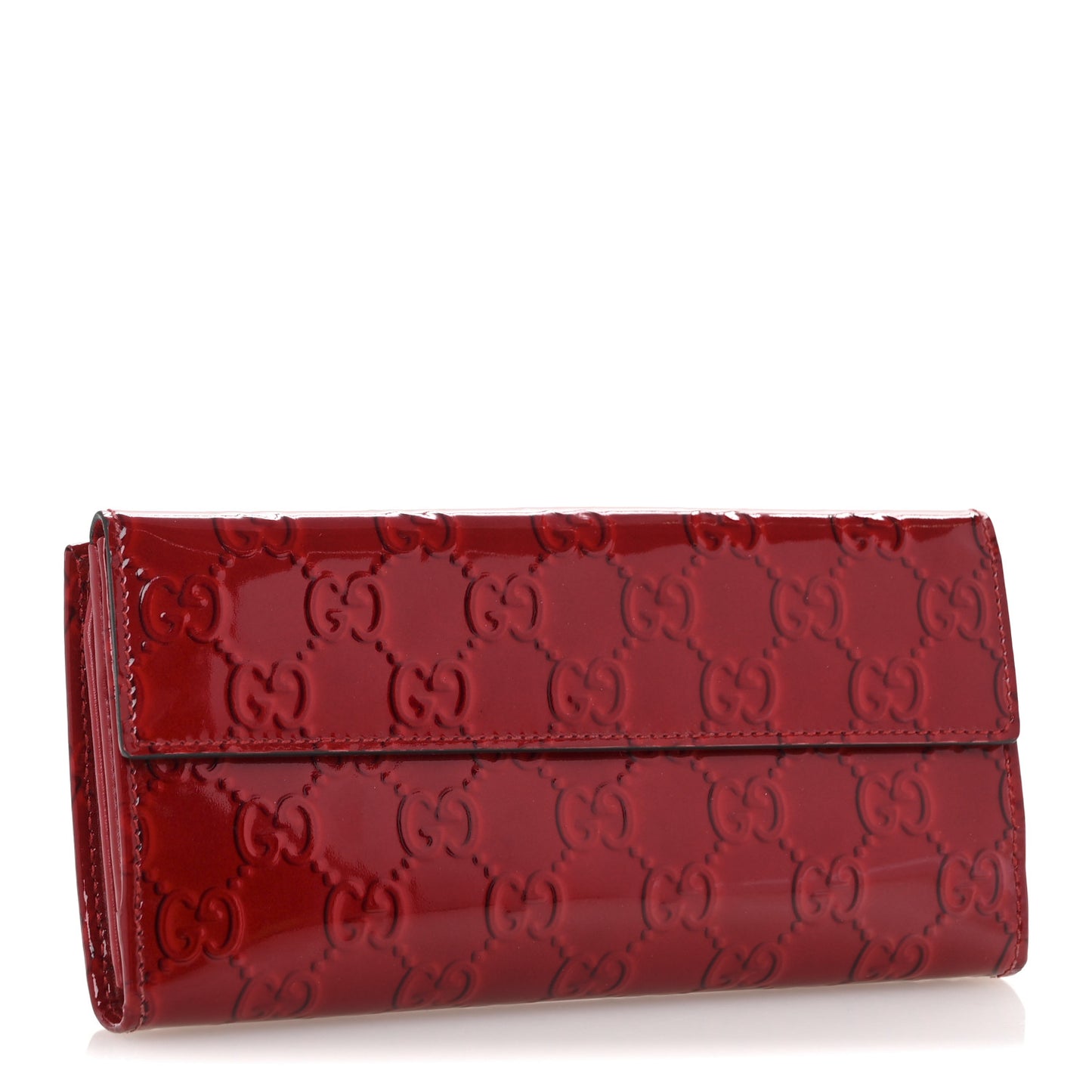 Patent Guccissima Heart Continental Wallet Red