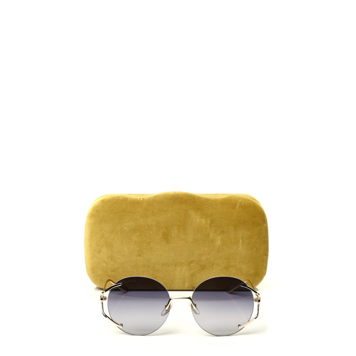 Gucci Metal Oversized Round Frame Sunglasses GG0645S Gold Grey 7 of 7