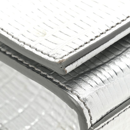 Saint Laurent Metallic Calfskin Lizard Embossed Small Classic Monogram Kate Tassel Satchel Silver 12 of 14