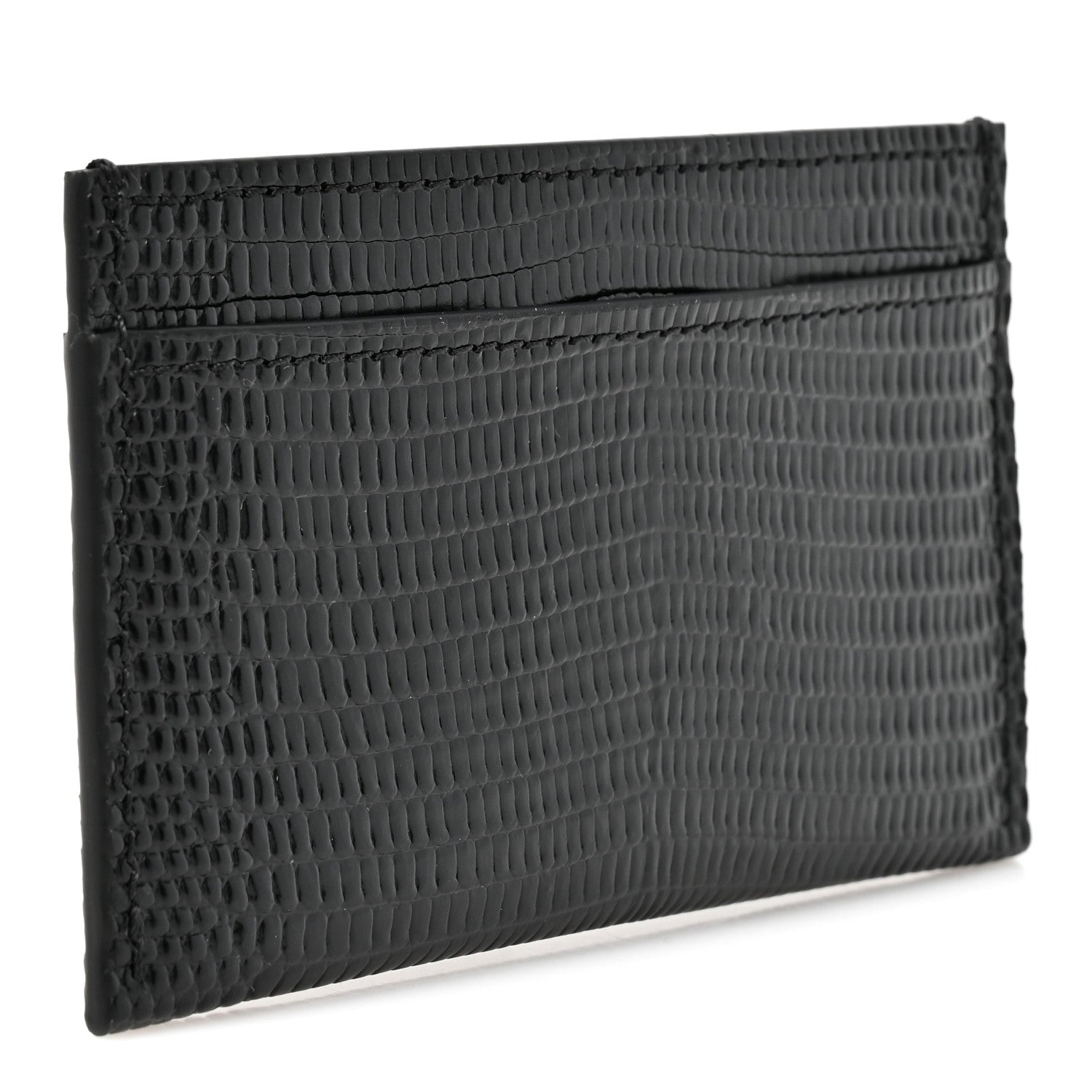 Chanel Calfskin Lizard Embossed Crococo Card Holder Black 3 of 8