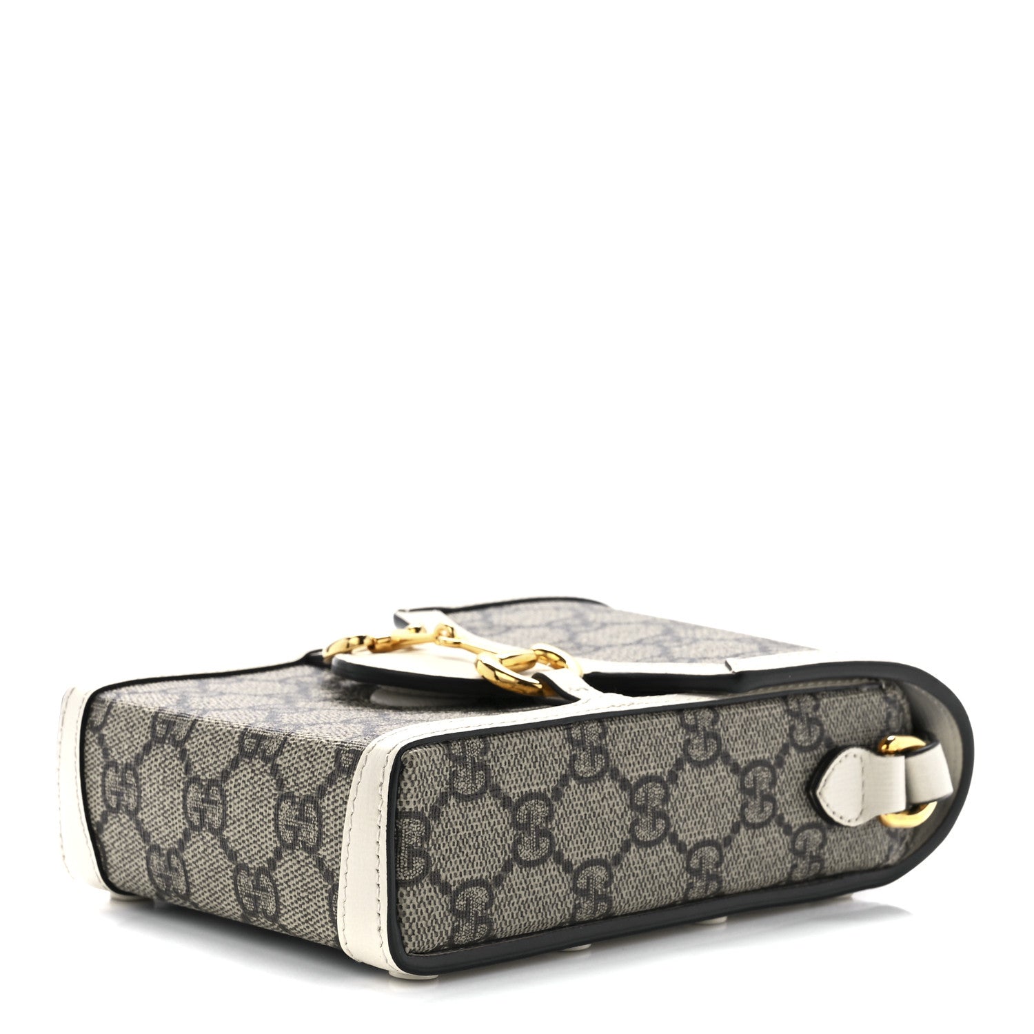 Gucci GG Supreme Monogram Azalea Calfskin Mini Horsebit 1955 Crossbody Bag Beige Ebony Mystic White 9 of 11