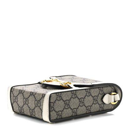 Gucci GG Supreme Monogram Azalea Calfskin Mini Horsebit 1955 Crossbody Bag Beige Ebony Mystic White 9 of 11