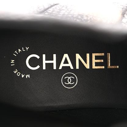 Chanel Fabric Crossgrain Cap Toe Combat Boots 38.5 Black 7 of 13