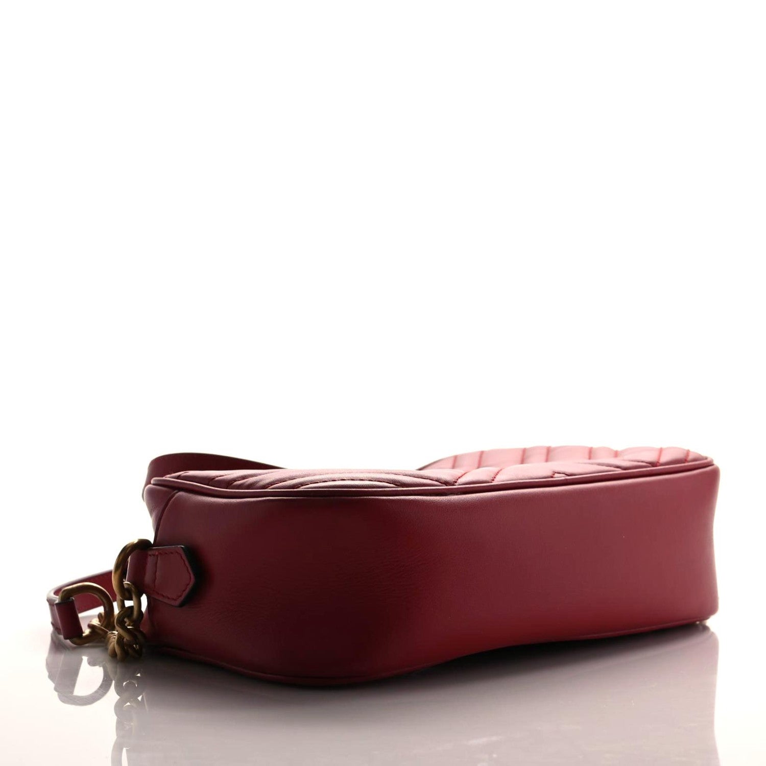 Gucci Calfskin Matelasse Small GG Marmont Chain Shoulder Bag Hibiscus Red 4 of 21