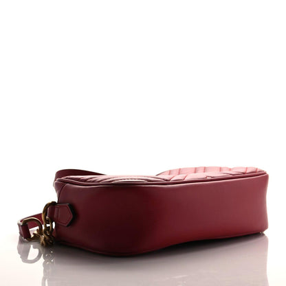 Gucci Calfskin Matelasse Small GG Marmont Chain Shoulder Bag Hibiscus Red 4 of 21