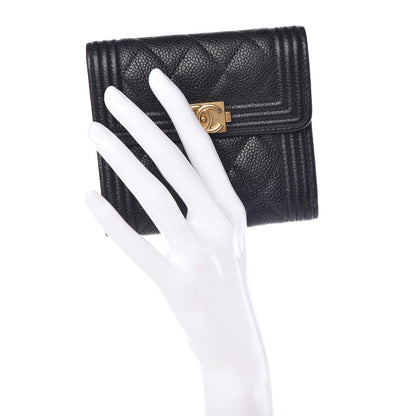 Chanel Caviar Quilted Compact Boy Wallet Black 2 of 10