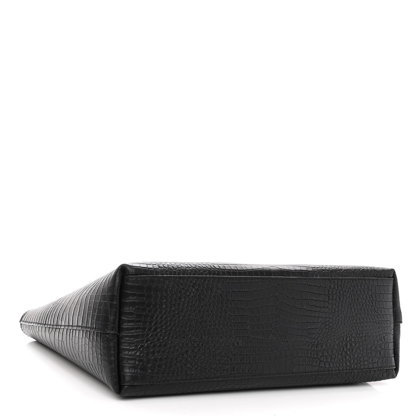 Calfskin Crocodile Embossed Nine2Five East West Tote Black