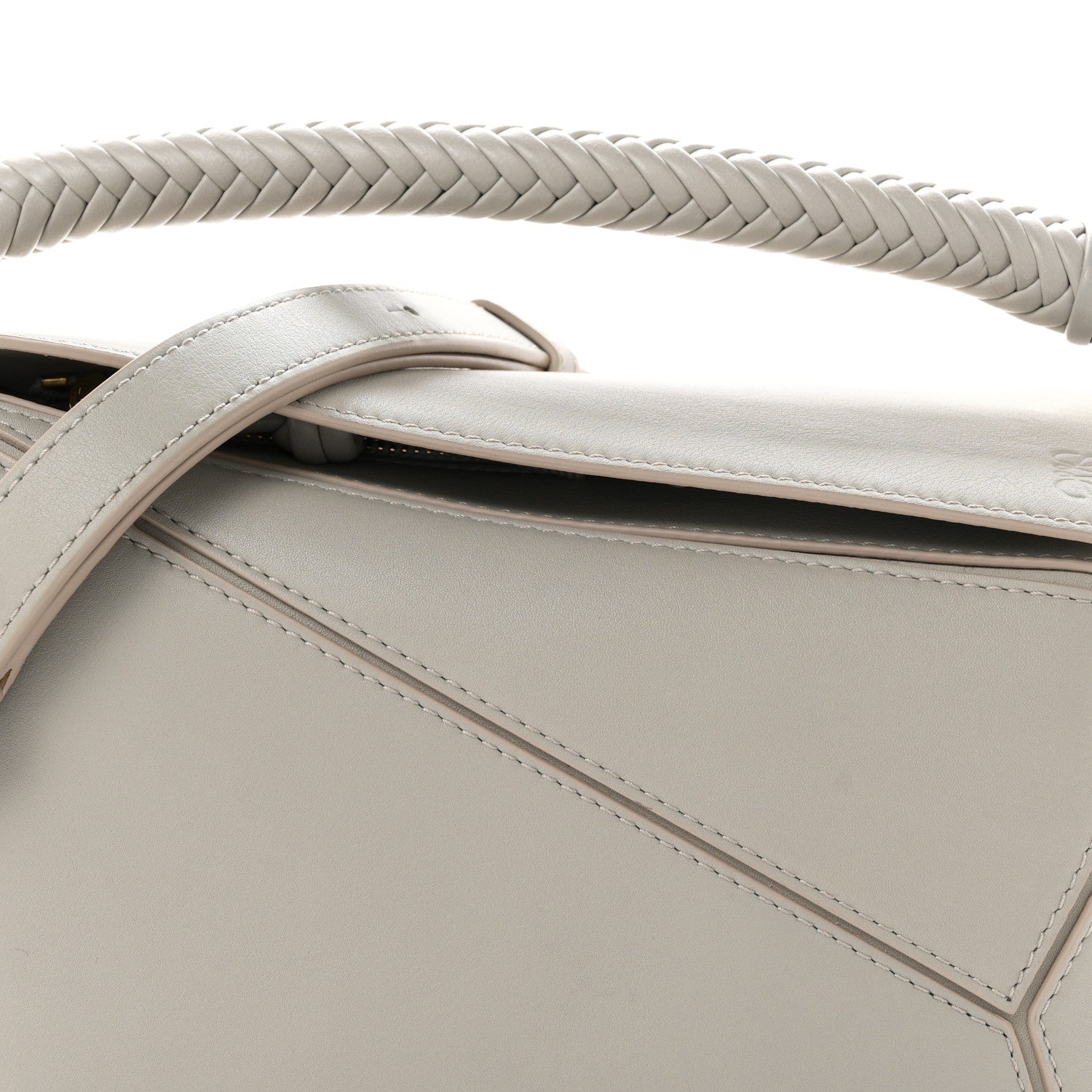 Loewe Calfskin Small Woven Puzzle Bag  Shell Grey 6 of 8