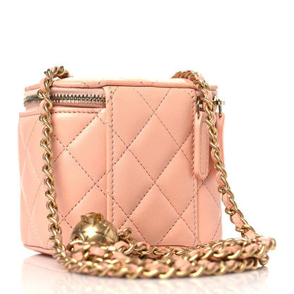 Chanel Lambskin Quilted Pearl Crush Mini Vanity Case With Chain Beige 3 of 9