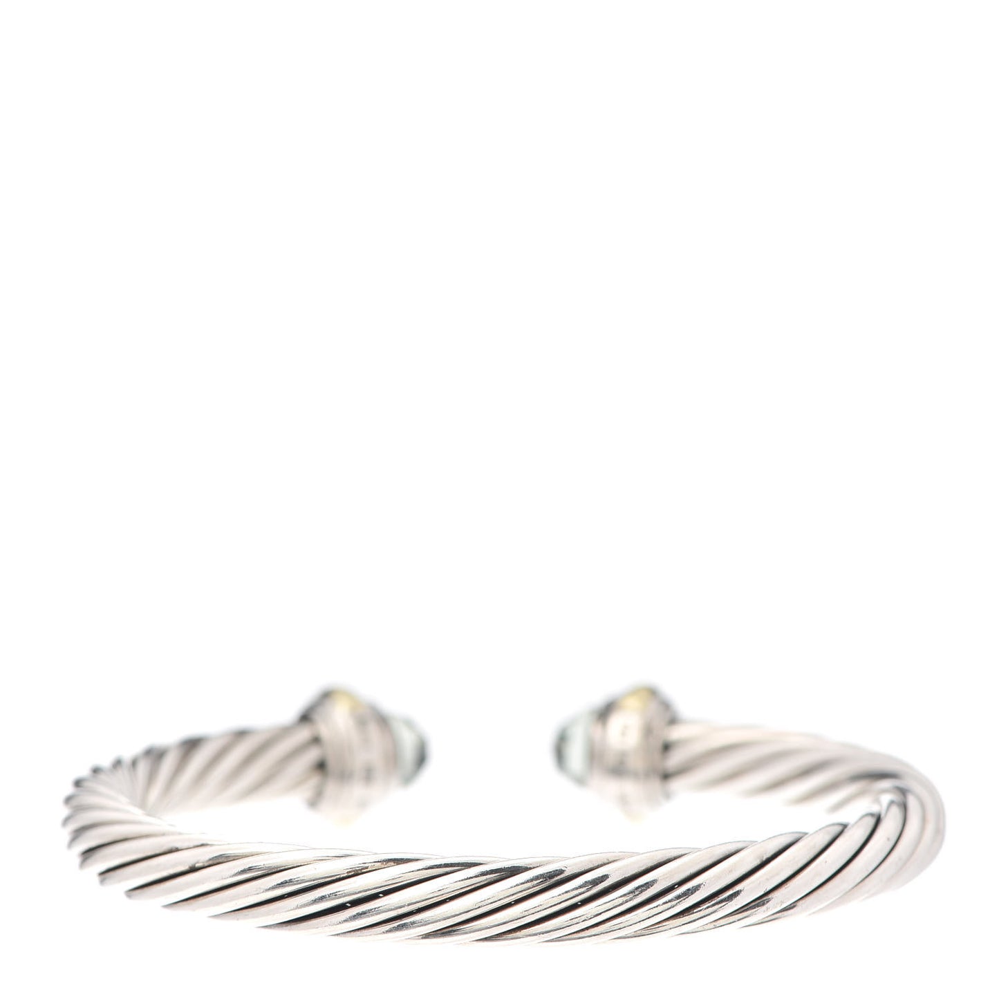 Sterling Silver 14K Yellow Gold Prasiolite 7mm Cable Classics Bracelet