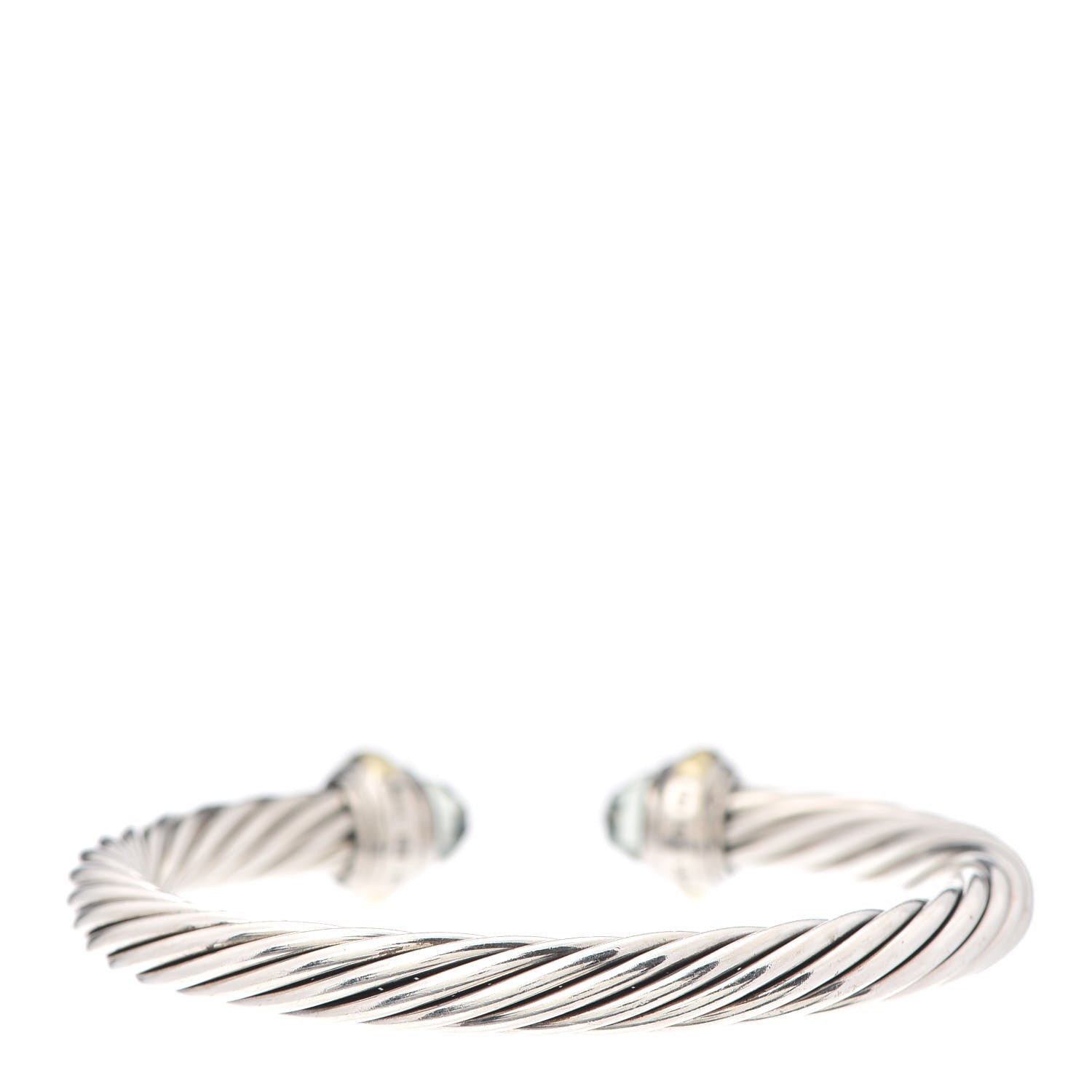 David Yurman Sterling Silver 14K Yellow Gold Prasiolite 7mm Cable Classics Bracelet 3 of 5