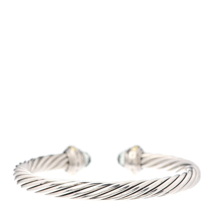 David Yurman Sterling Silver 14K Yellow Gold Prasiolite 7mm Cable Classics Bracelet 3 of 5