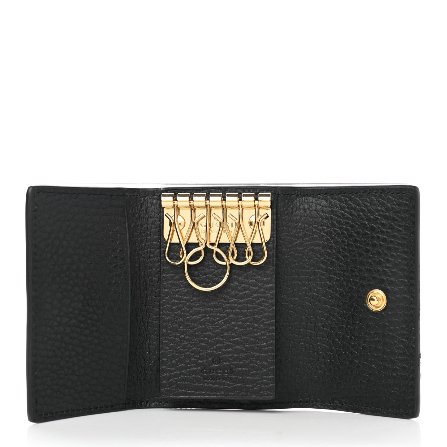 Dollar Calfskin GG Supreme Monogram GG Marmont 6 Key Holder Case Black Beige Ebony