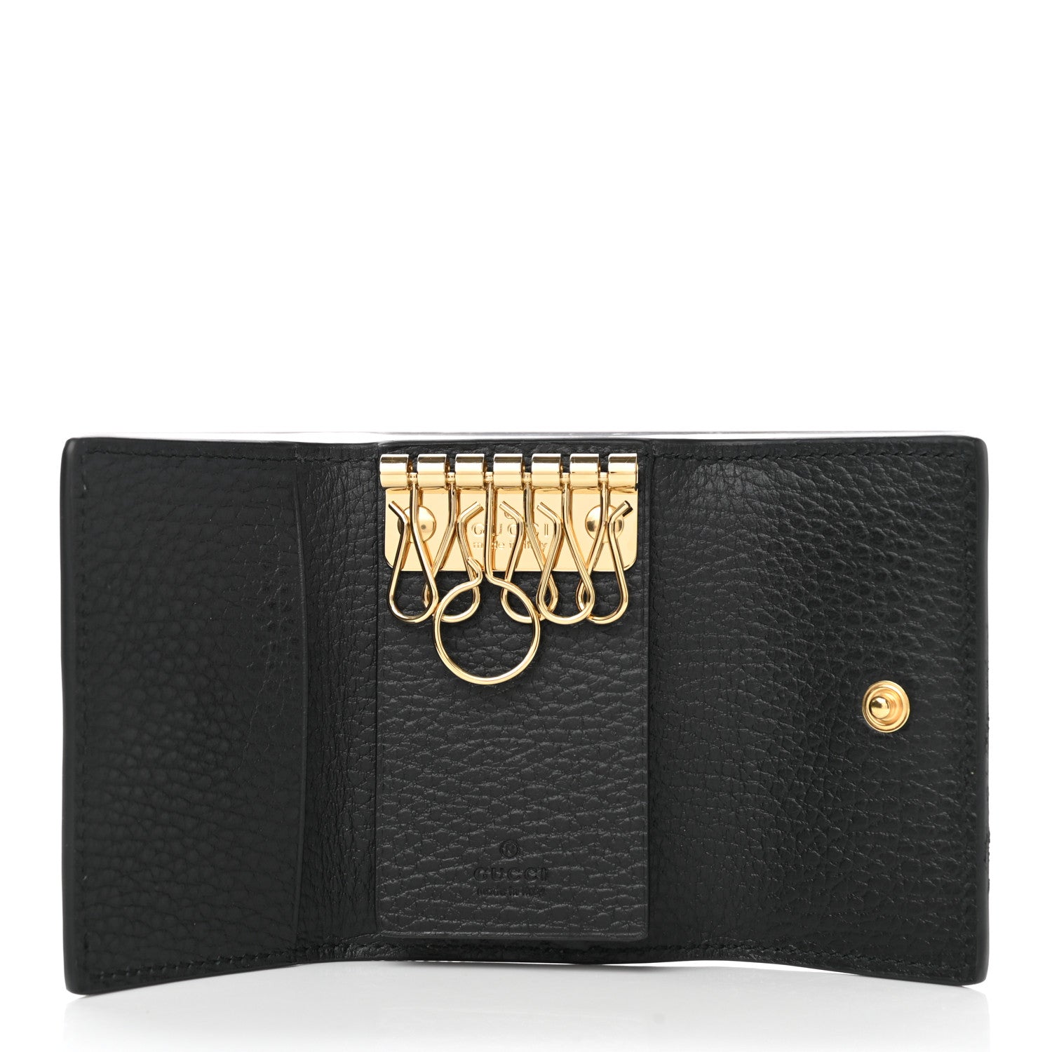 Gucci Dollar Calfskin GG Supreme Monogram GG Marmont 6 Key Holder Case Black Beige Ebony 5 of 9