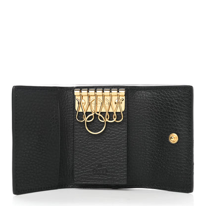 Gucci Dollar Calfskin GG Supreme Monogram GG Marmont 6 Key Holder Case Black Beige Ebony 5 of 9