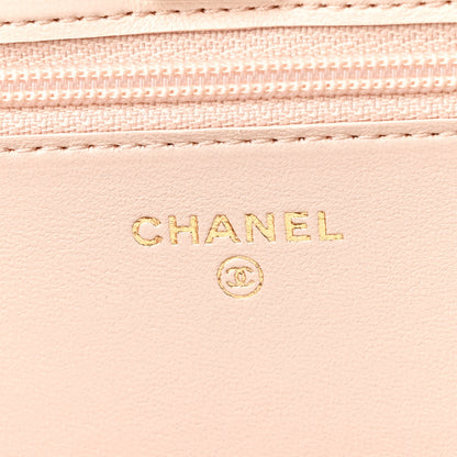 Chanel Lambskin Quilted CC Pearl Crush Wallet on Chain WOC Light Beige 6 of 14