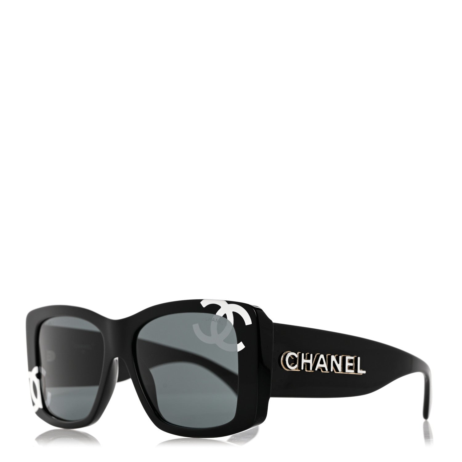 Chanel Acetate CC Logo Square Sunglasses 71472 Black 1 of 8