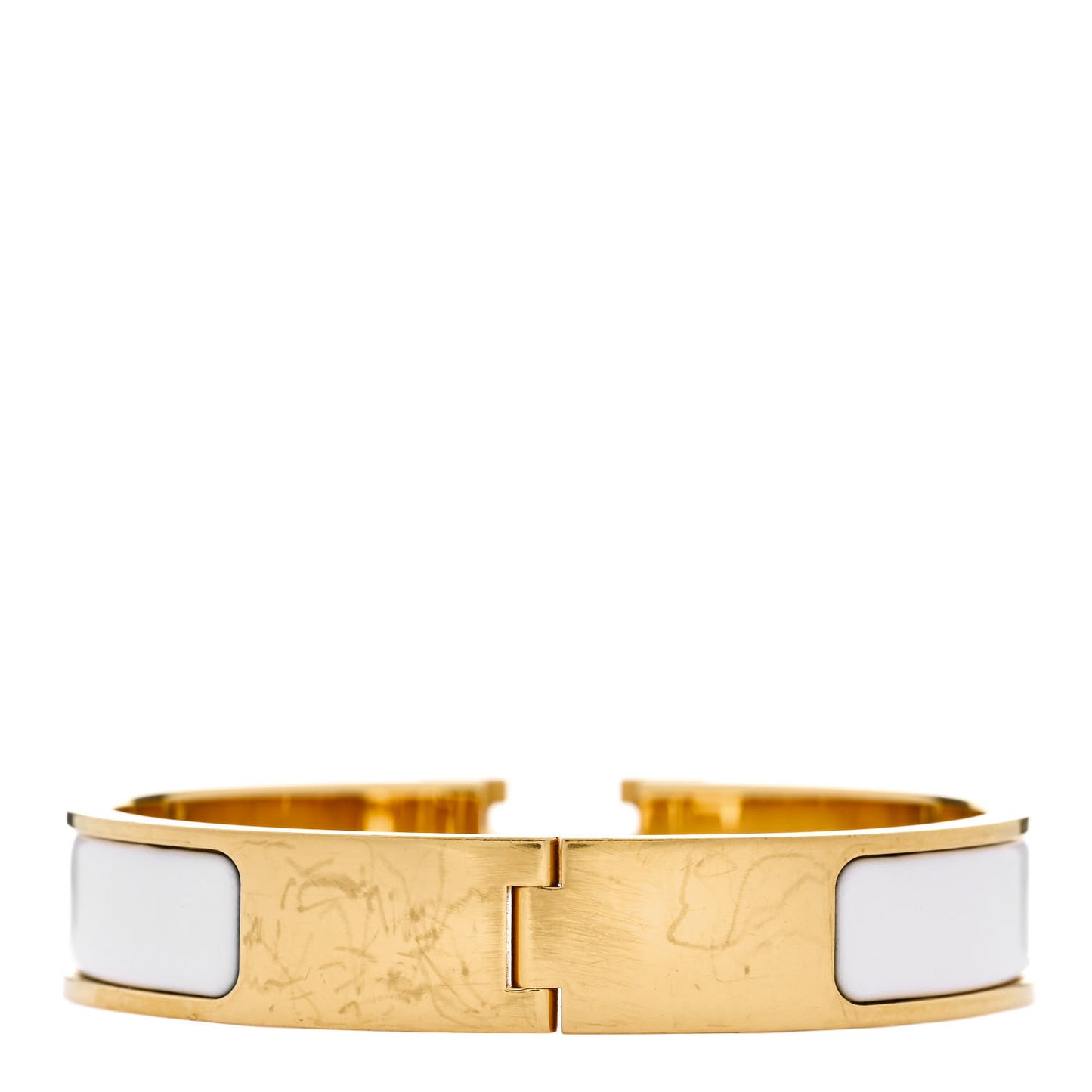 Enamel Narrow Clic Clac H Bracelet PM White