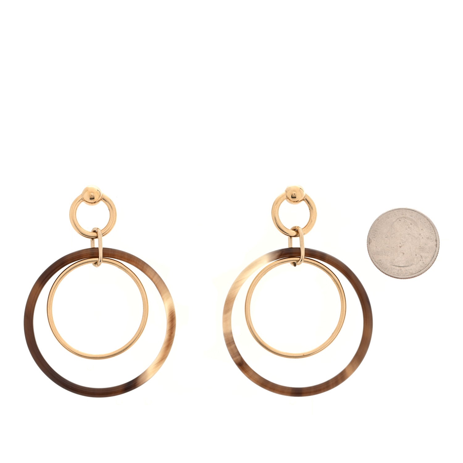 Hermes Permabrass Buffalo Horn Wood Amulette Hoop Earrings 2 of 4
