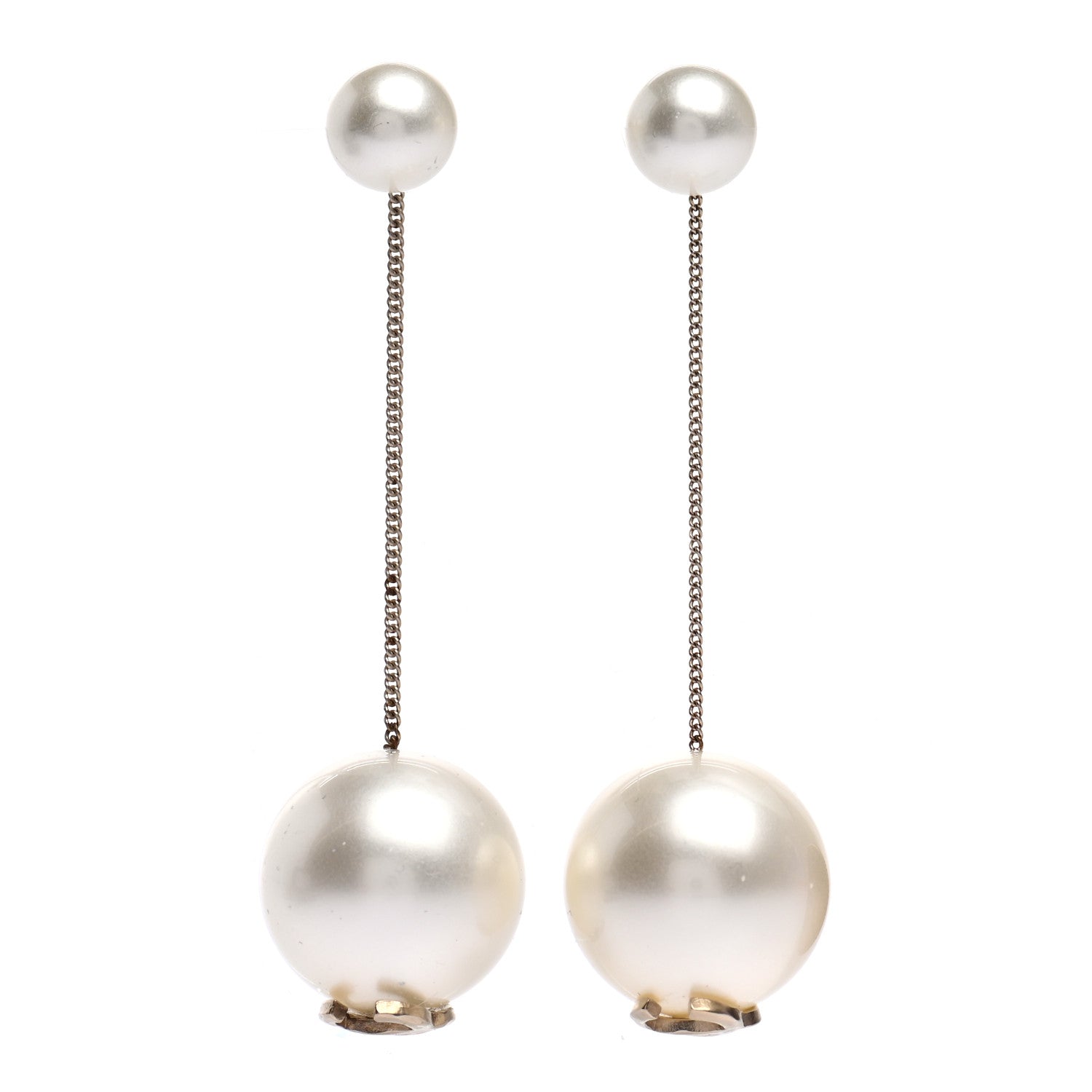 Chanel Pearl CC Chain Drop Earrings Gold 1 of 5