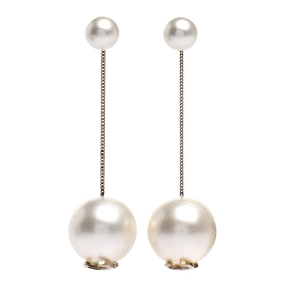 Chanel Pearl CC Chain Drop Earrings Gold 1 of 5