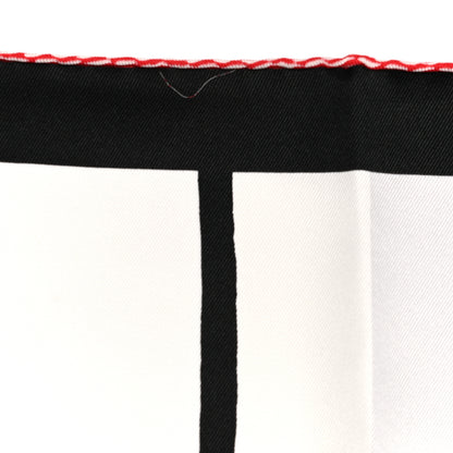 Hermes Silk Swinging Saint Germain Scarf 70 White Black Rouge 7 of 7