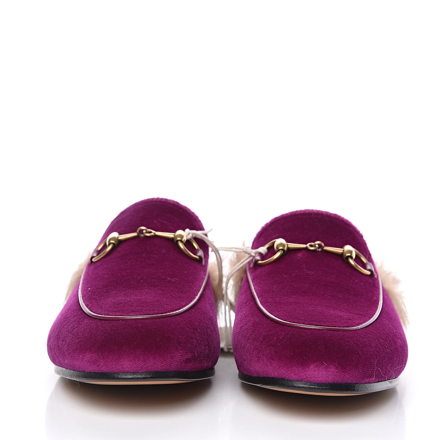 Velvet Fur Womens Princetown Slippers 36 Fucsia Violet Cyclamen Natural