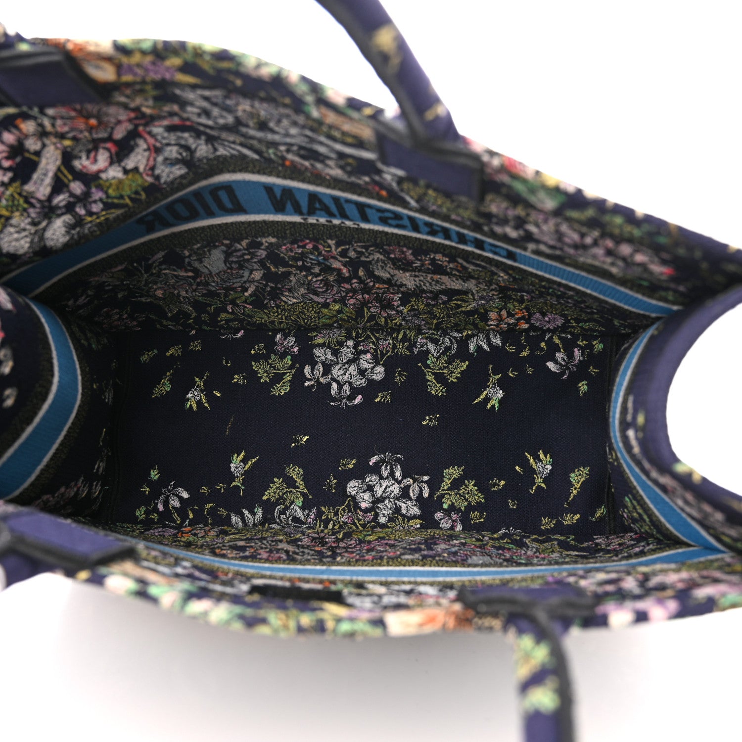 Christian Dior Canvas Embroidered Large D-Constellation Book Tote Blue Multicolor 5 of 11